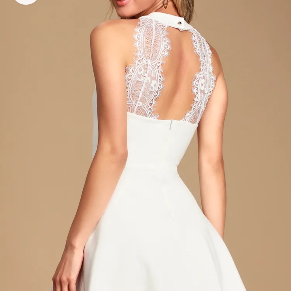 Lulu's White Lace Back Mini Dress